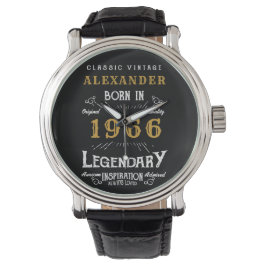 60th Birthday Personalized Born 1966 Vintage Black Armbanduhr