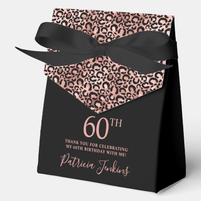 60th Birthday Rose Gold Leopard Print Thank You  Geschenkschachtel (Vorderseite)