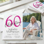 60th Celebration Minimal Pink 60th Birthday Einladung<br><div class="desc">A beautiful,  minimal pink and black modern 60th birthday photo invitation you can personalize and send out for your sixtieth birthday party celebration. The words "60th Celebration" are set using popular typography and the text and their colors can be changed using the edit menu.</div>