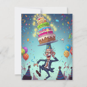 60th Funny Grandpa Balancing Birthday Cartes de gâ