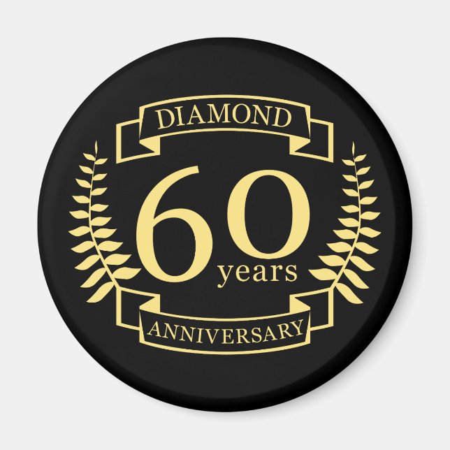 60th Wedding ANNIVERSARY Diamond yellow Magnet (Vorne)