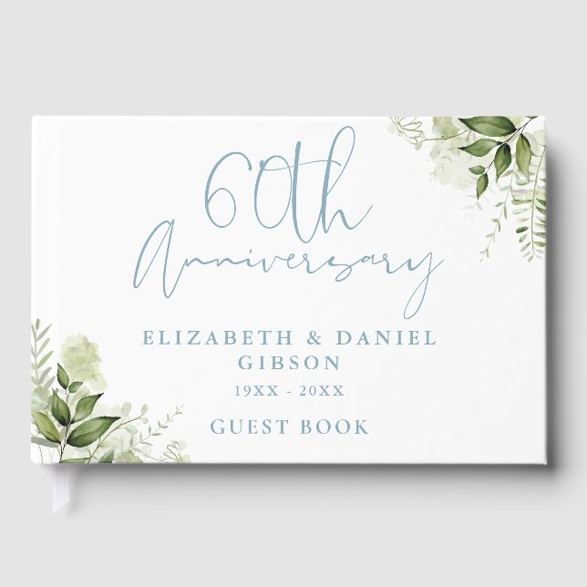 60th Wedding Anniversary Floral Greenery Gästebuch (Vorderseite)