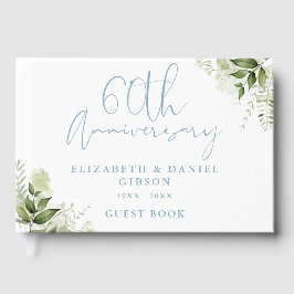 60th Wedding Anniversary Greenery Floral Photo Gästebuch
