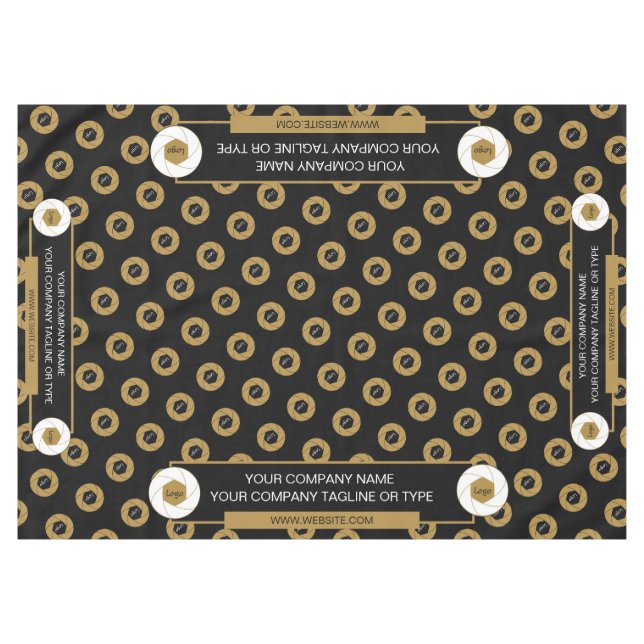 60X84 Salon de Commerce Nappe Logo Or Blanc Noir (Devant (Horizontal))