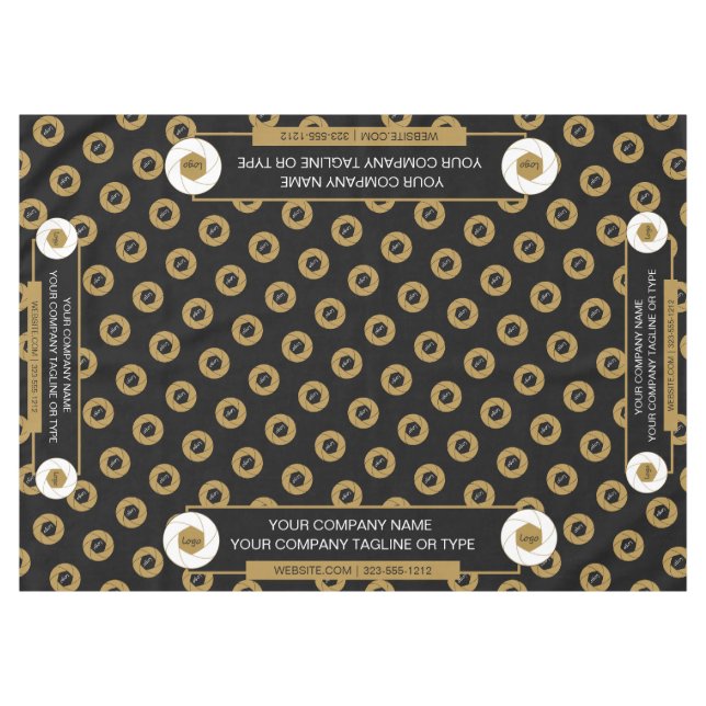 60X84 Tischtennisloth-Logo Gold Weiß Schwarz Tischdecke (Vorderseite (Horizontal))