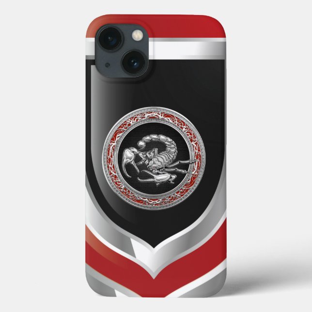 [610] Heiliger Silberskorpion auf Schwarz Case-Mate iPhone Hülle (Rückseite)