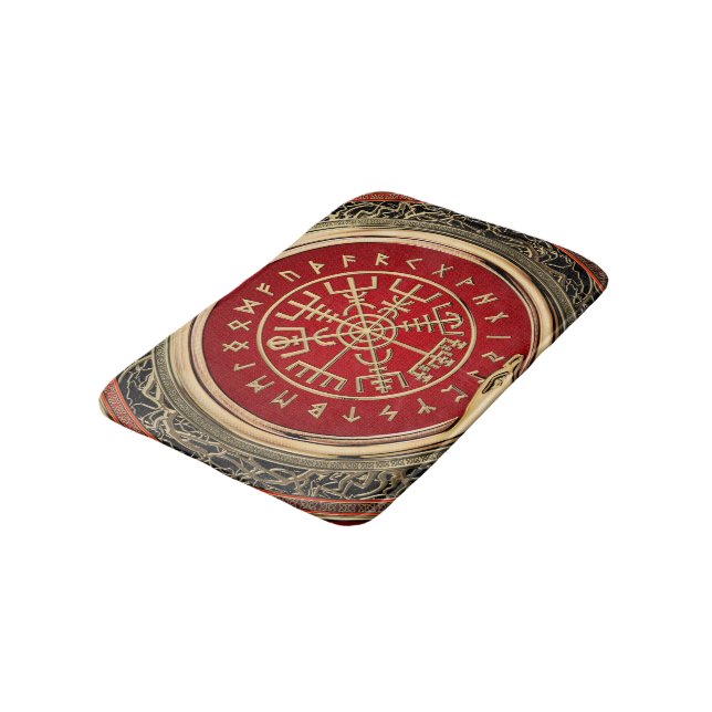 [610] Vegvisir - Viking-Goldmagischer Runic Badematte (Schrägansicht)