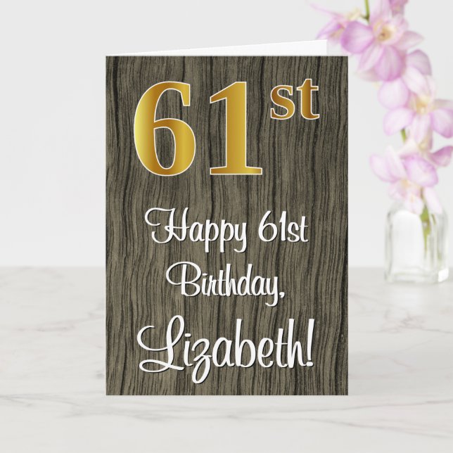 61. Geburtstag: Elegante Imitate Gold Look #, Imit Karte (Orchidee)