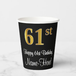61. Geburtstag - Elegante Luxuriöse Imitate Gold L Pappbecher