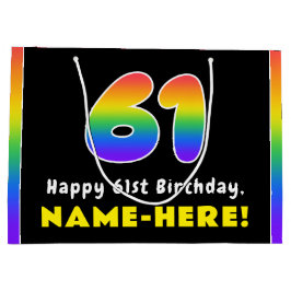 61. Geburtstag: Farbiger Regenbogen # 61, Individu Große Geschenktüte