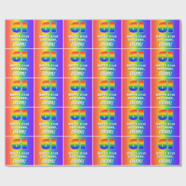 61. Geburtstag: Farbiges, lustiges Regenbogenmuste Geschenkpapier