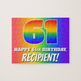 61. Geburtstag — mehrfarbiges Regenbogenmuster "61