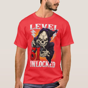 61. Geburtstagskelett des Gamers Level 61 Unlock G T-Shirt