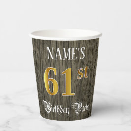 61. Geburtstagsparty - Imitate Gold & Imitate Wood Pappbecher