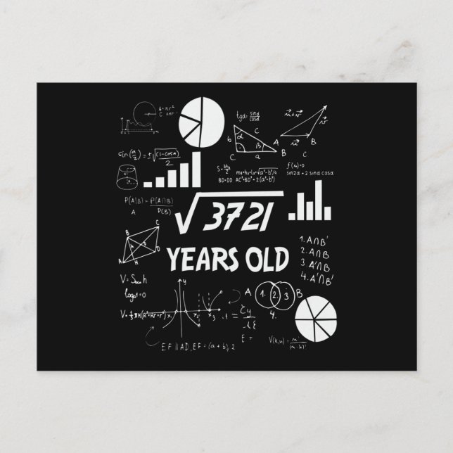 61 Years Old Bday Math Teacher 61st Birthday Gift Postkarte (Vorderseite)