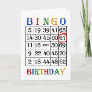 61e Anniversaire Carte de Bingo