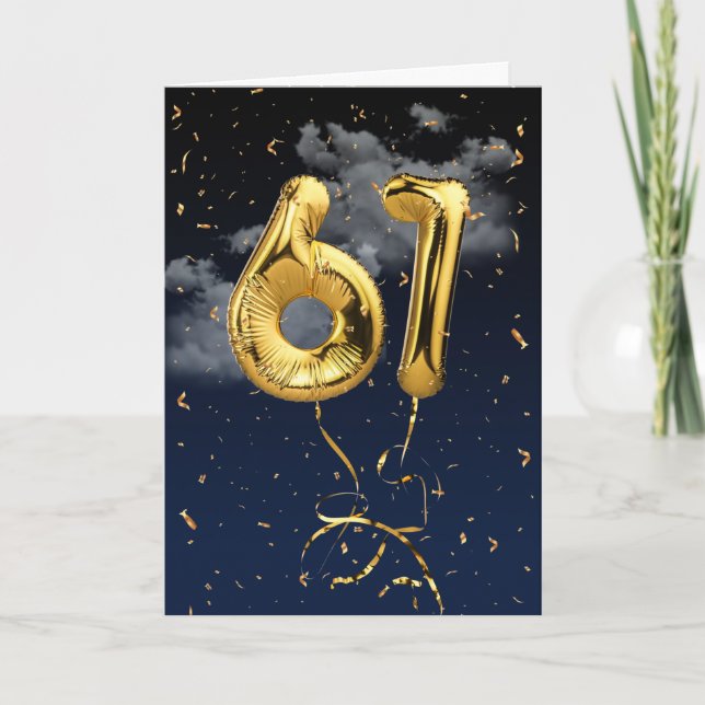 61e Anniversaire Gold Mylar Balloon et carte Confe (Devant)