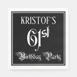 61st Birthday Party — Fancy Script + Custom Name Serviette