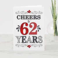 62. Geburtstag Cheers in Red White Black Pattern