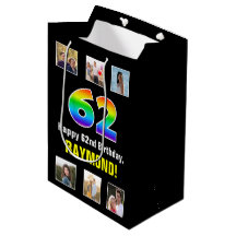 62. Geburtstag: Regenbogen "62", benutzerdefiniert