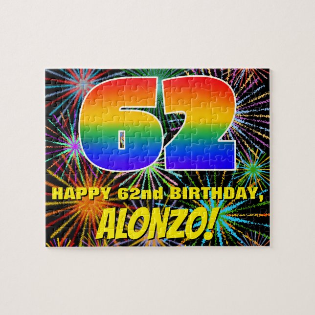 62. Geburtstag: Spaß, bunte feierliche Feuerwerke (Horizontal)