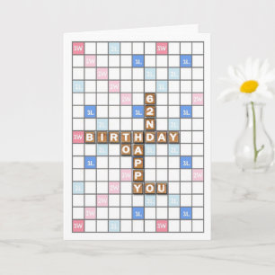 62. Geburtstag, Word Game Board Karte