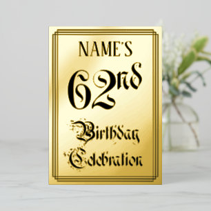 62. Geburtstagsparty — Elegantes Script + Individu Folieneinladung