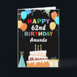 62. Happy Geburtstag farbenfrohe Balloons Kuchen s Karte<br><div class="desc">62. Happy Geburtstag Bunte Balloons Schwarz mit personalisiertem Namen. Für weitere Anpassungen klicken Sie bitte auf die Schaltfläche "Anpassen" und verwenden Sie unser Designwerkzeug,  um diese Vorlage zu ändern.</div>