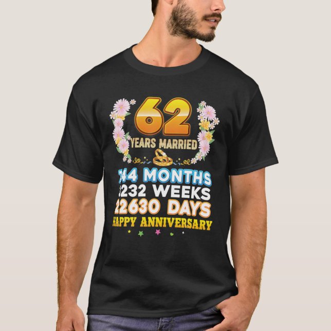 62 Year Married Happy 62Nd Wedding Anniversary Cou T-Shirt (Vorderseite)