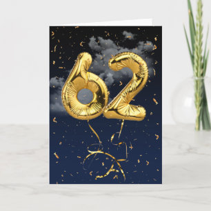 62e Anniversaire Gold Mylar Balloon et carte Confe