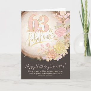 63 & Fantastische Florale Foto-Personalisierte Geb Karte