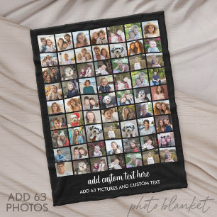 63 Foto-Collage-Raster - Benutzerdefinierter Text Fleecedecke
