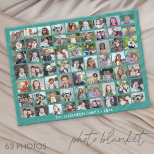 63 Foto-Collage-Raster mit Text - grün Fleecedecke