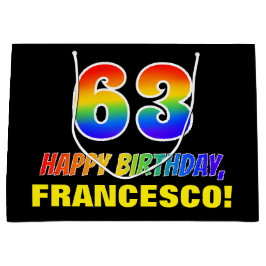 63. Geburtstag: Bold, Fun, Simple, Rainbow 63 Große Geschenktüte