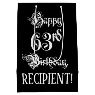 63. Geburtstag: Extravagant, Elegantes Script + In Mittlere Geschenktüte