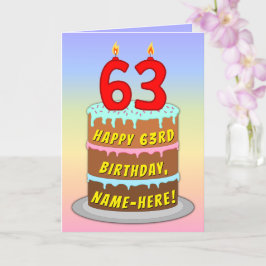 63. Geburtstag — Fun Cake & Candles, w/Individuell Karte