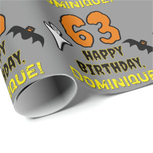 63. Geburtstag: Gruseliges Halloween-Thema, indivi Geschenkpapier