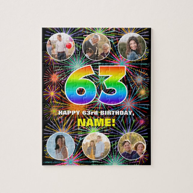 63. Geburtstag: Lustiger Regenbogen #, Benutzerdef (Vertikal)