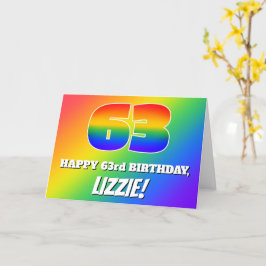 63. Geburtstag: mehrfarbiges Regenbogenmuster # 63 Karte