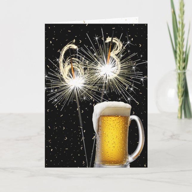 63. Geburtstagsparkler mit Bier-Tasse Karte (Vorderseite)