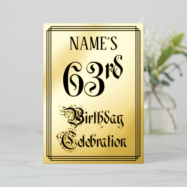 63. Geburtstagsparty — Elegantes Script + Individu Folieneinladung (Stehend vorne)