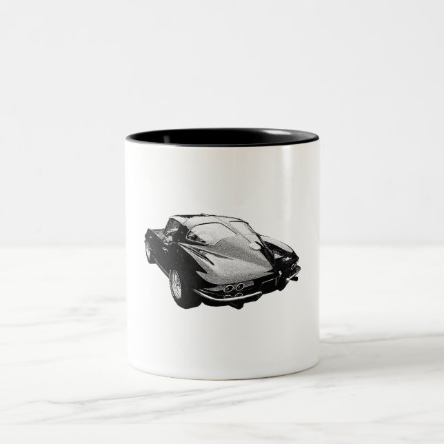 '63 Korvette Spaltefenster Zweifarbige Tasse (Mittel)