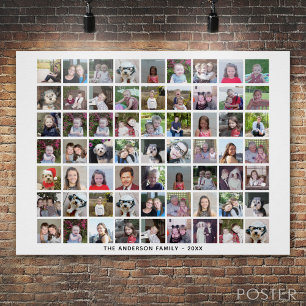 63 Square Foto Collage Grid mit Text - schwarz Poster
