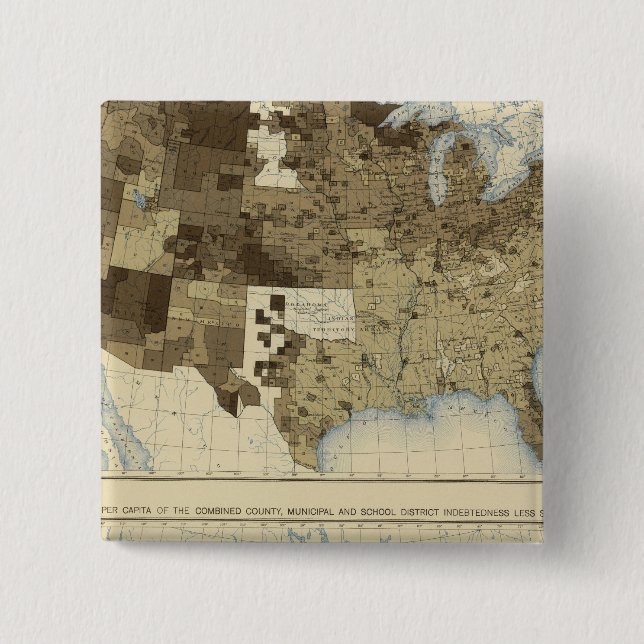 63 Steuern, Verschuldung 1890 Button (Vorderseite)