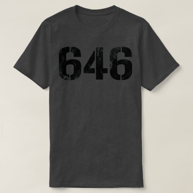646 Vintager Schwarzer Text T-Shirt (Design vorne)