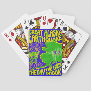 64 ALASKA EARTHQUAKE ~ RETRO POSTER PLAYING CARDS SPIELKARTEN