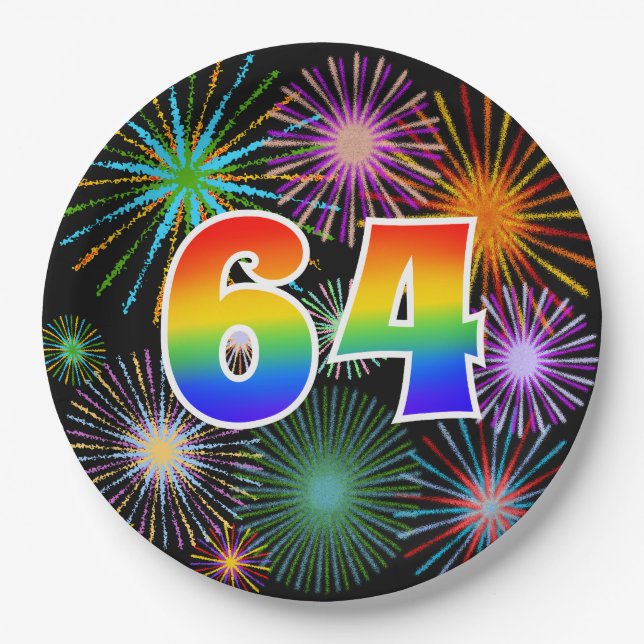 64. Event - Spaß, farbenfroh, kühl, Regenbogen 64 Pappteller (Vorderseite)