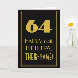 64. Geburtstag - Art Deco Inspiriert Look "64" & N Karte