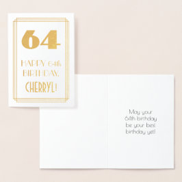 64. Geburtstag: Art Deco Inspiriert Look "64" & Na Folienkarte