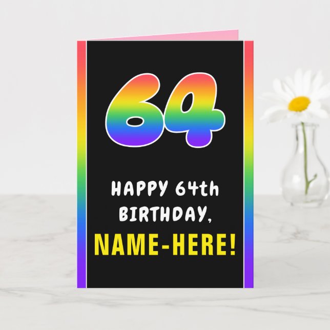 64. Geburtstag: Farbiger Regenbogen # 64, Individu Karte (Kleine Pflanze)